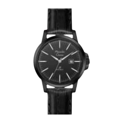 Alexandre Christie ALCW1008LDLIPBA Black Dial Black Case Leather Strap Analog Women Watch